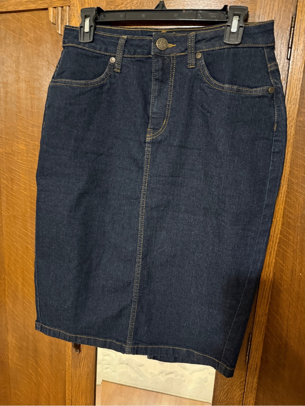 Lexi Jeans Dark Wash Denim Pencil Skirt, 8